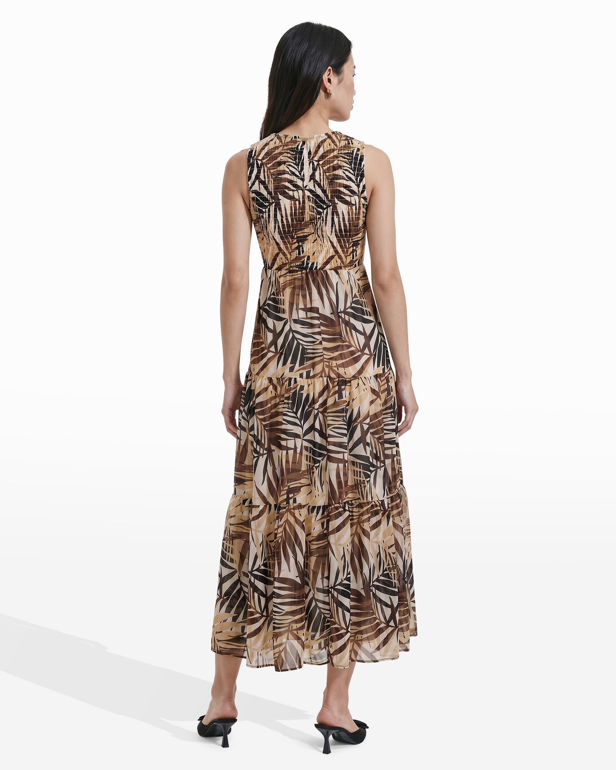 Anne Klein Smocked Bodice Tiered Maxi Dress