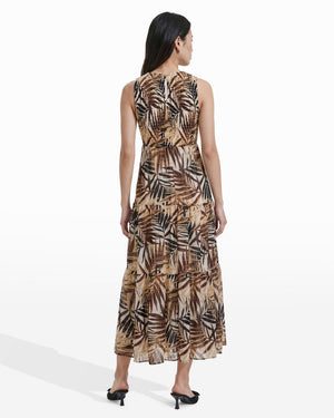 Anne Klein Smocked Bodice Tiered Maxi Dress