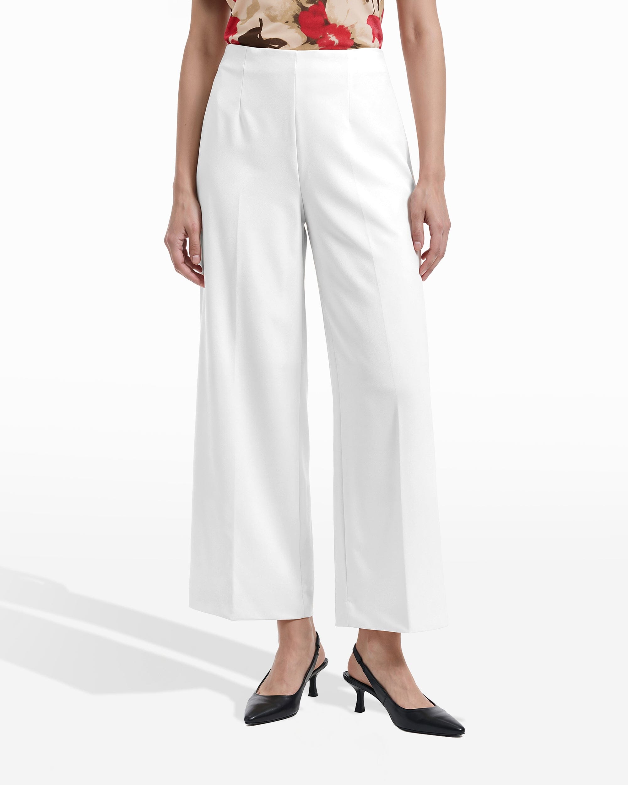 Anne Klein Straight Leg Ankle Pull-On Pant with Hollywood Waist