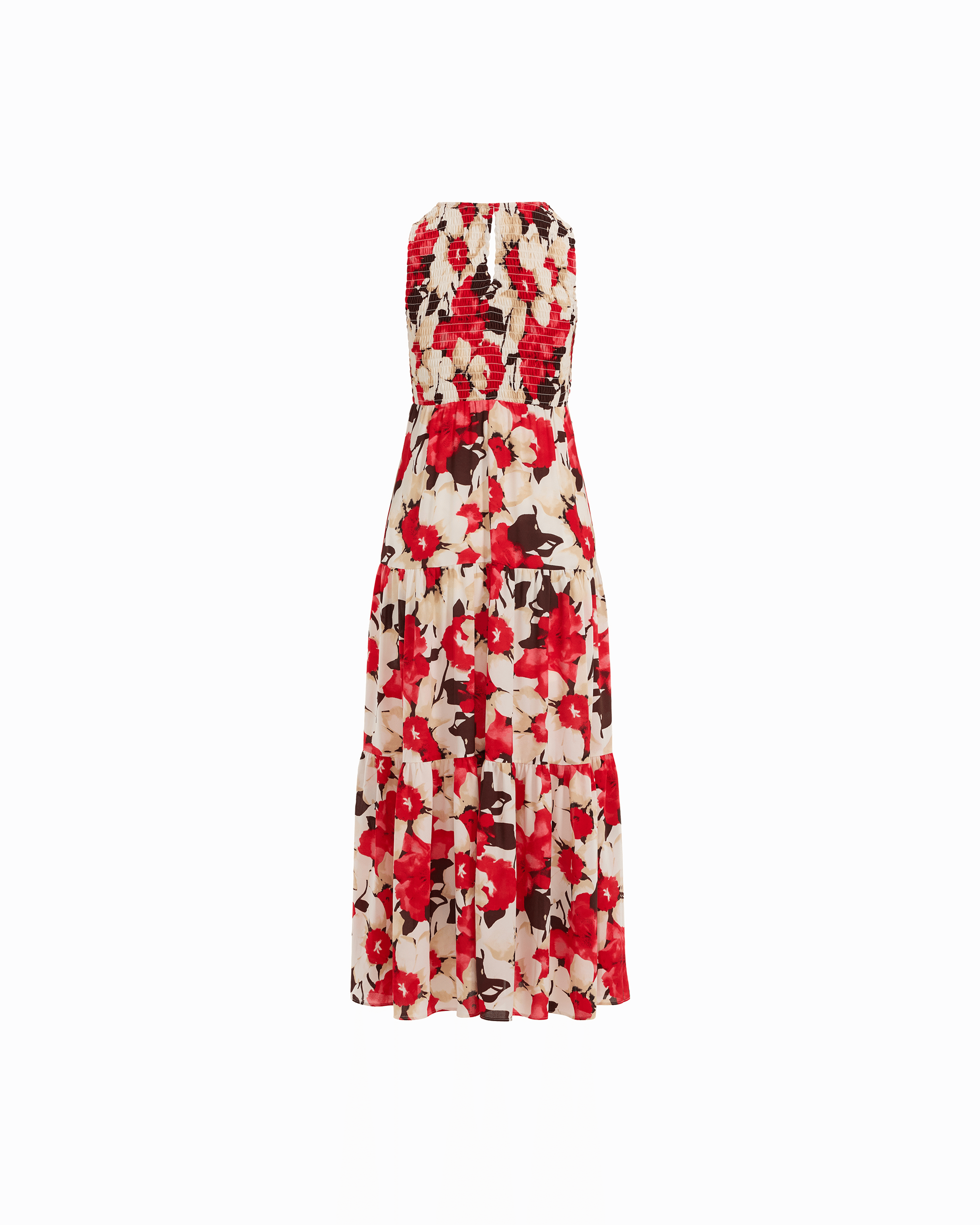 Anne Klein Plus Size Smocked Bodice Tiered Maxi Dress