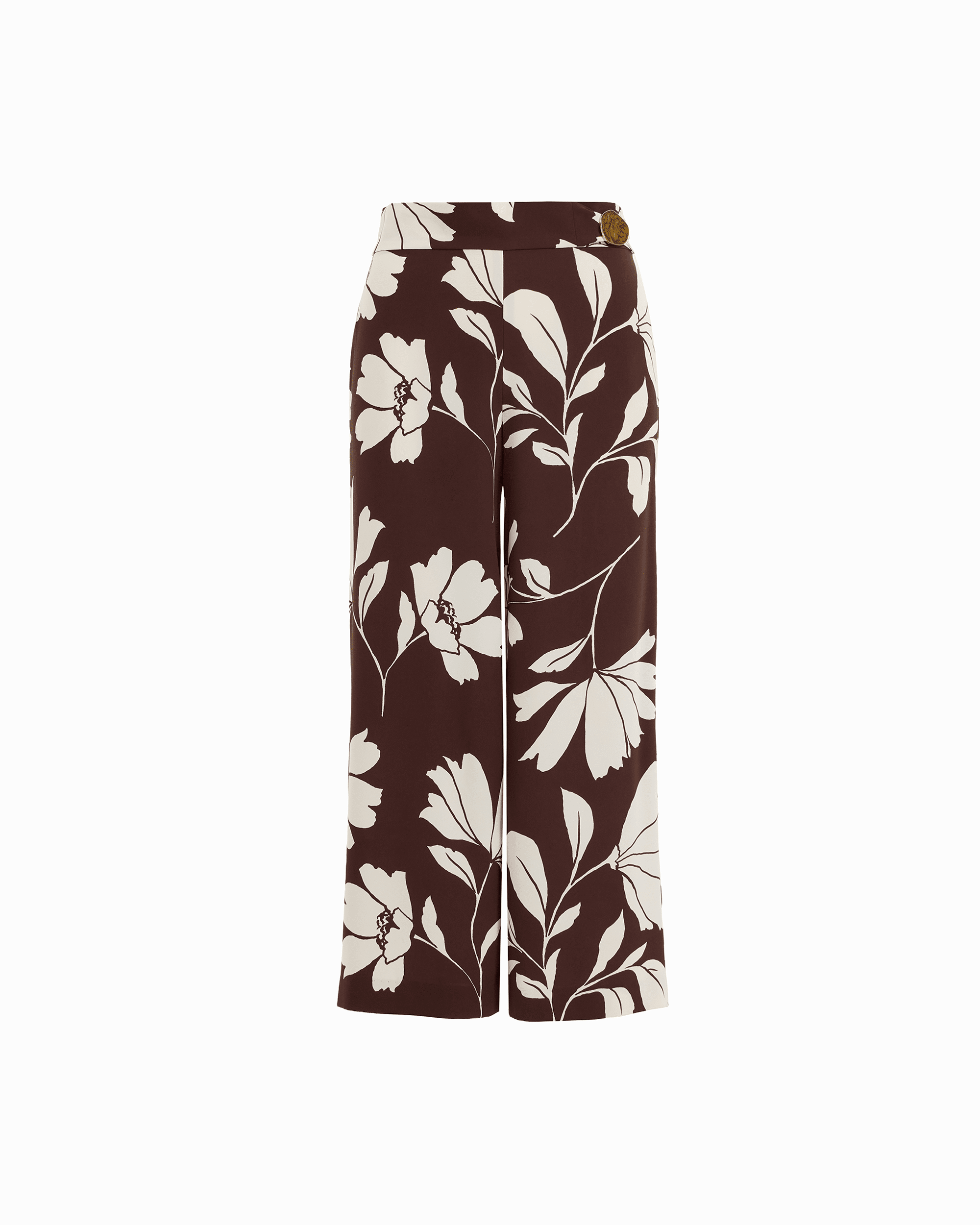 Anne Klein DK CHOC/WHT DV Hardware Detail Pull-On Crop Pants
