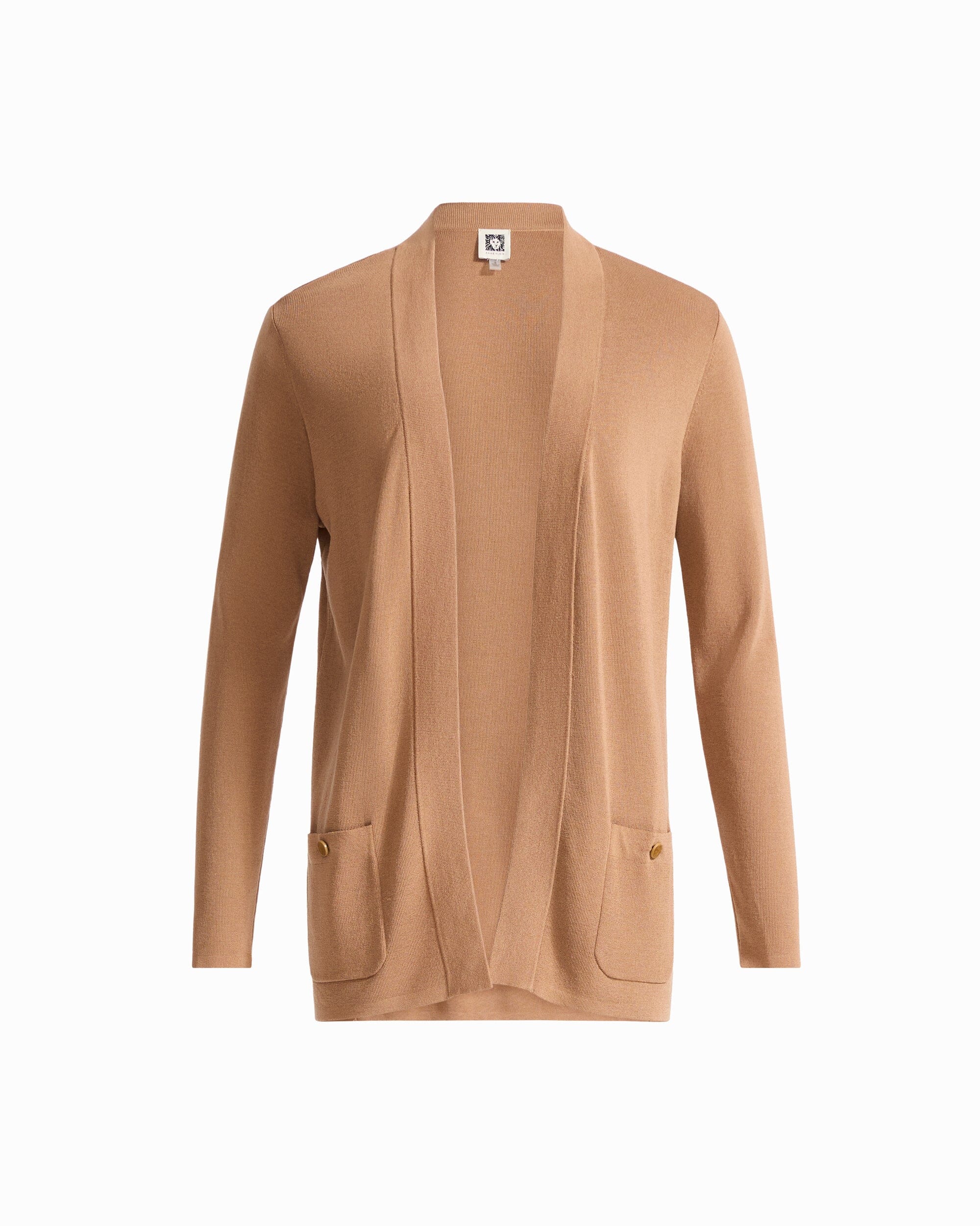 Anne Klein VICUNA Petite Long Sleeve Kissing Front Cardigan with Patch Pockets
