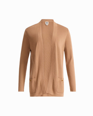 Anne Klein VICUNA Petite Long Sleeve Kissing Front Cardigan with Patch Pockets
