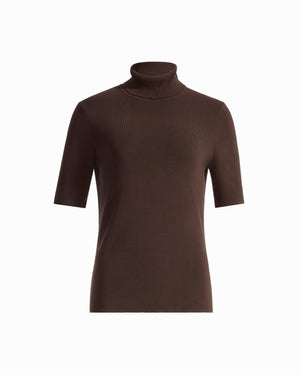 Anne Klein DEEP MAHOGANY Three-Quarter Sleeve Turtleneck Sweater