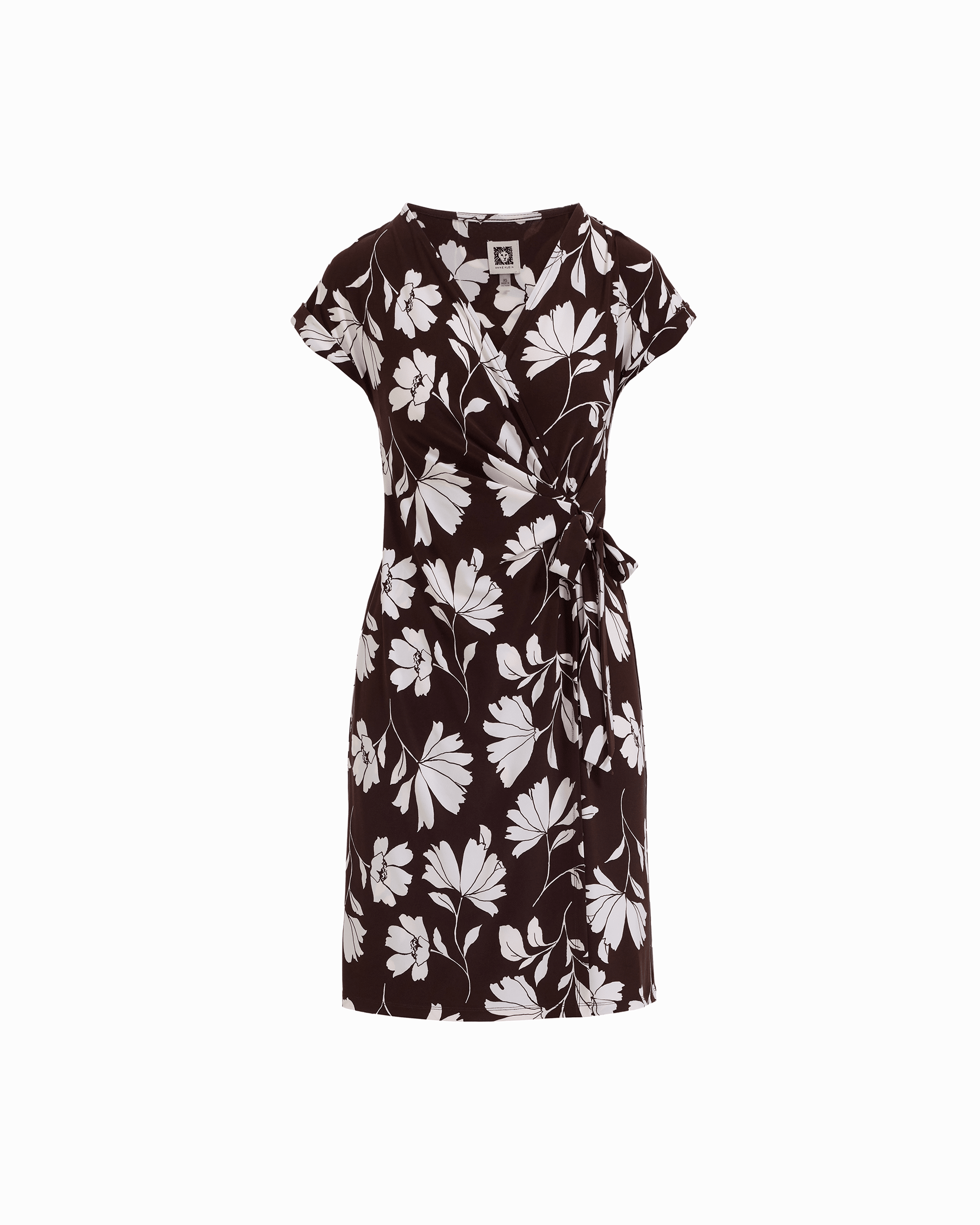 white christmas dresses Short Sleeve Wrap V-Neck Dress in DK CHOC / WHT DV