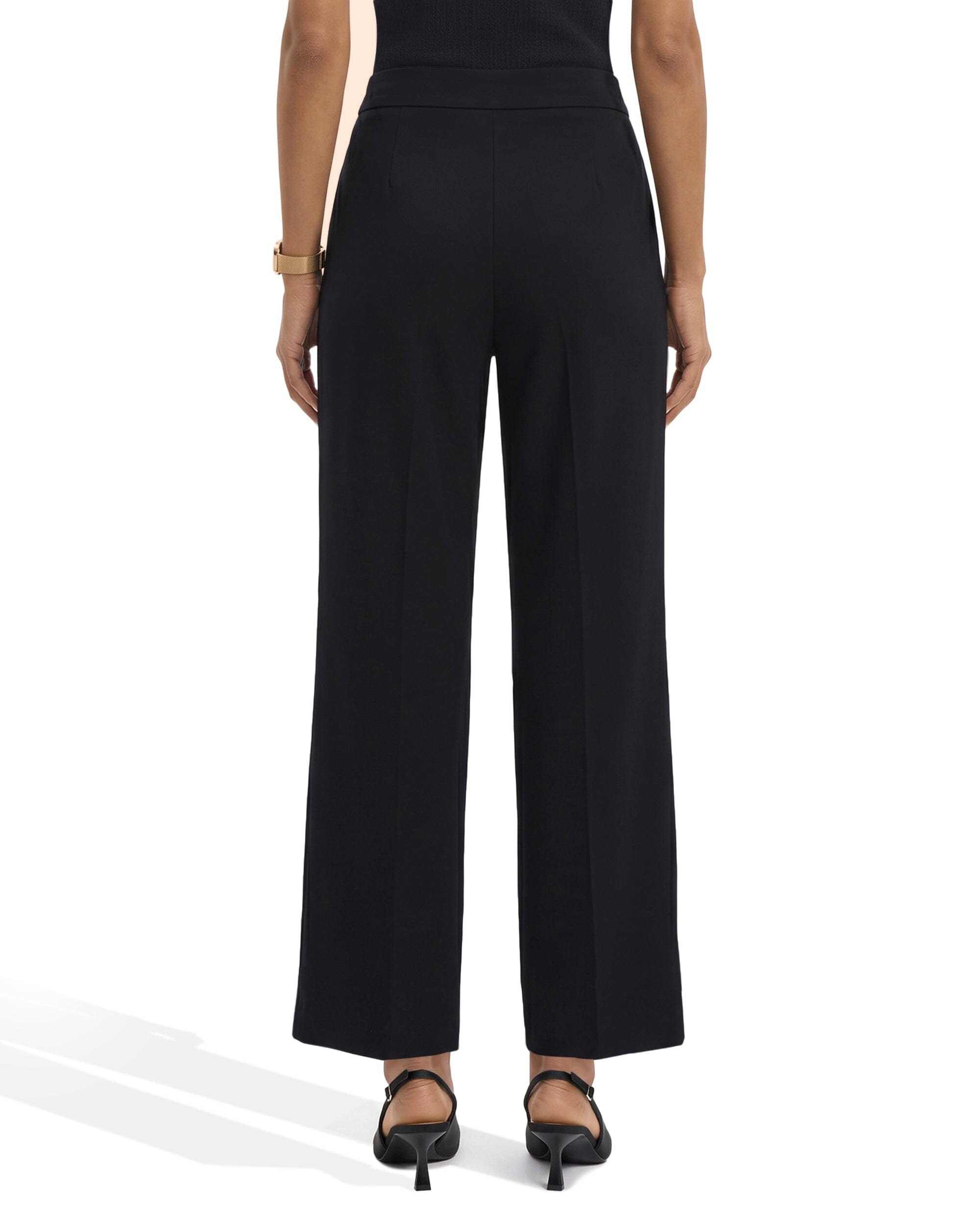 Anne Klein Wide Leg Crop Pull-On Pants with Wide Waistband