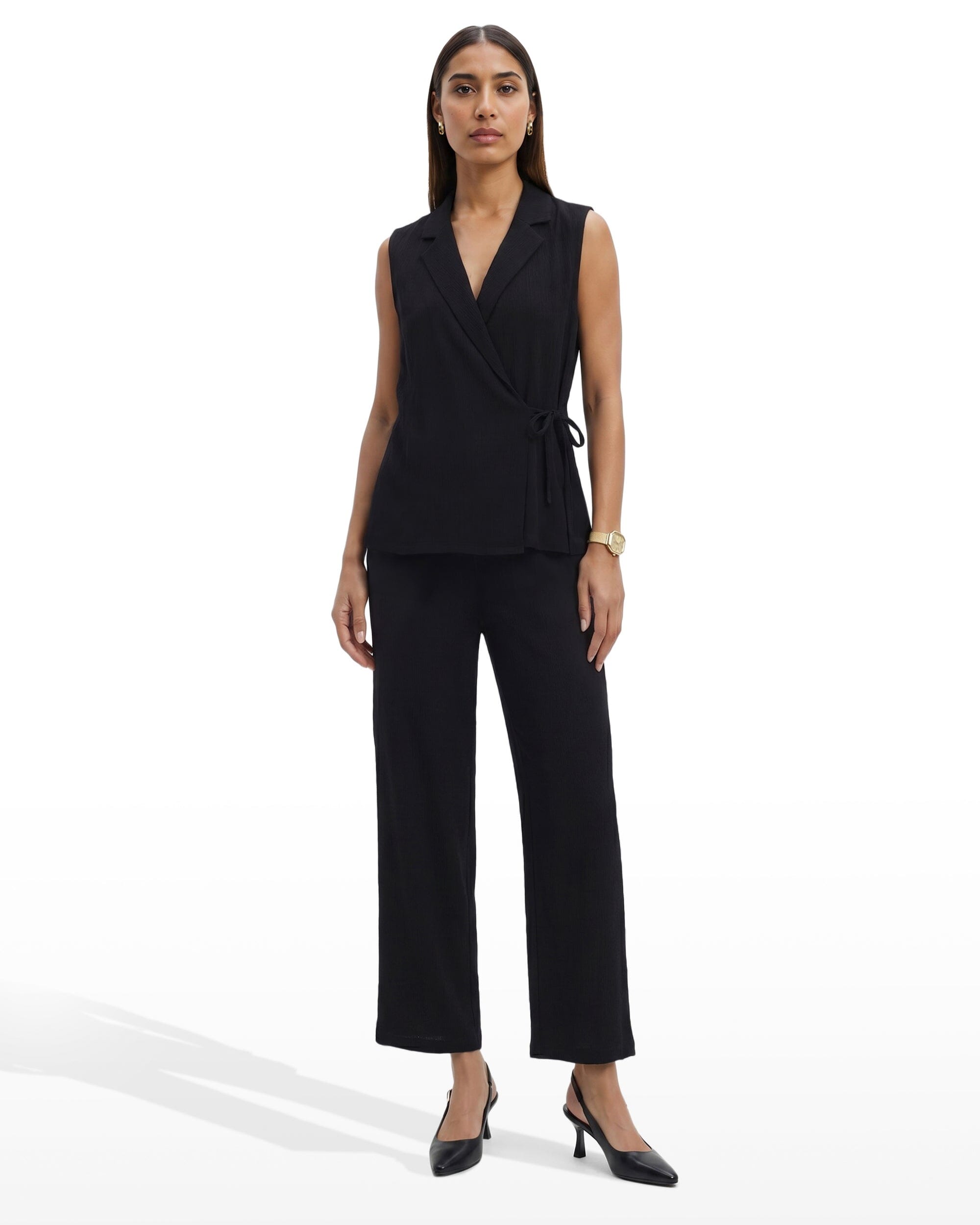 Anne Klein Wide Leg Crop Pull-On Pants with Wide Waistband