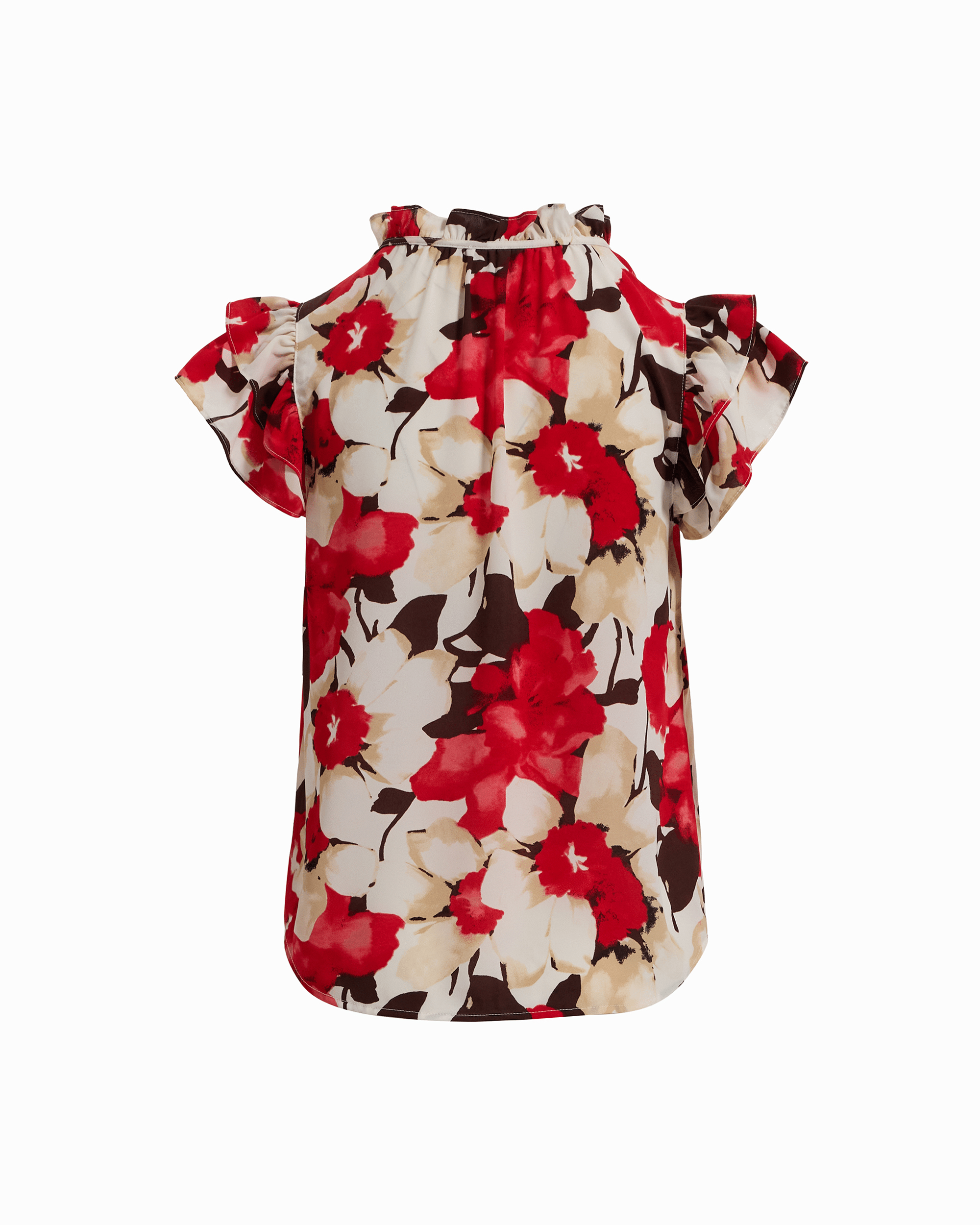 Anne Klein Petite Ruffle Sleeve V-Neck Tie Blouse