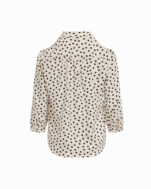 Anne Klein Petite Y-Neck Blouse with Three-Quarter Cuff Sleeves