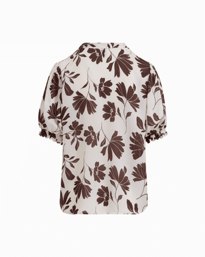 Anne Klein Y-Neck Short Sleeve Blouse with Smocked Cuffs