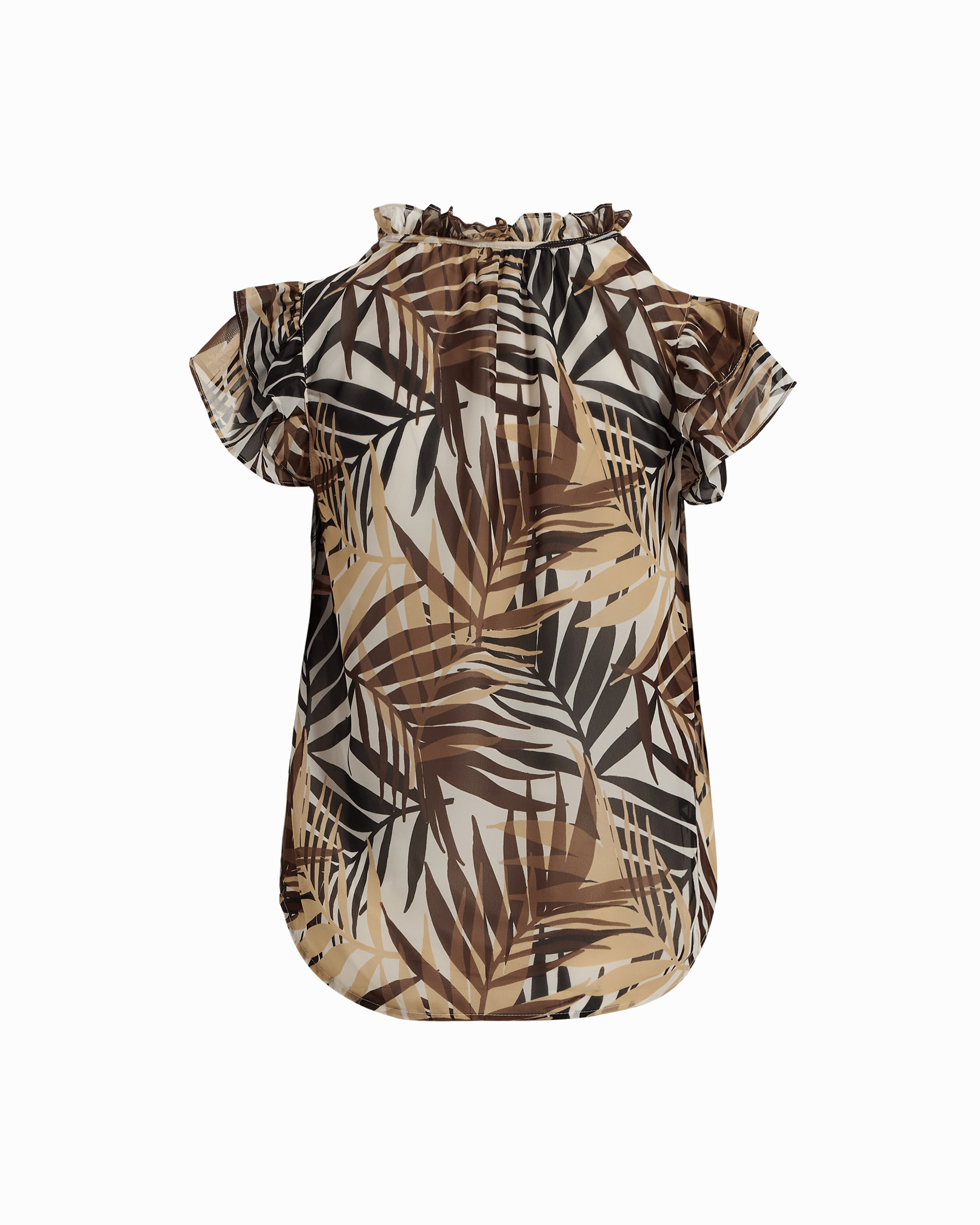 Anne Klein Ruffle Sleeve V-Neck Tie Blouse