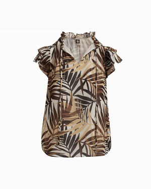 Anne Klein Ruffle Sleeve V-Neck Tie Blouse