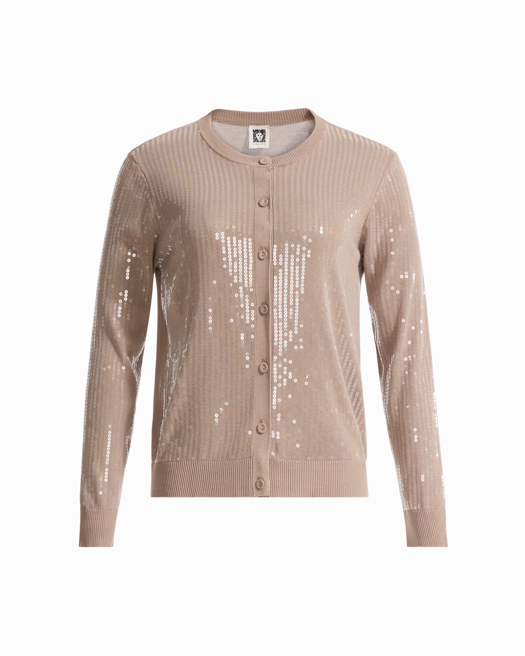 Plus Size Crew Neck Sequin Cardigan