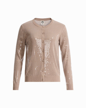 Plus Size Crew Neck Sequin Cardigan
