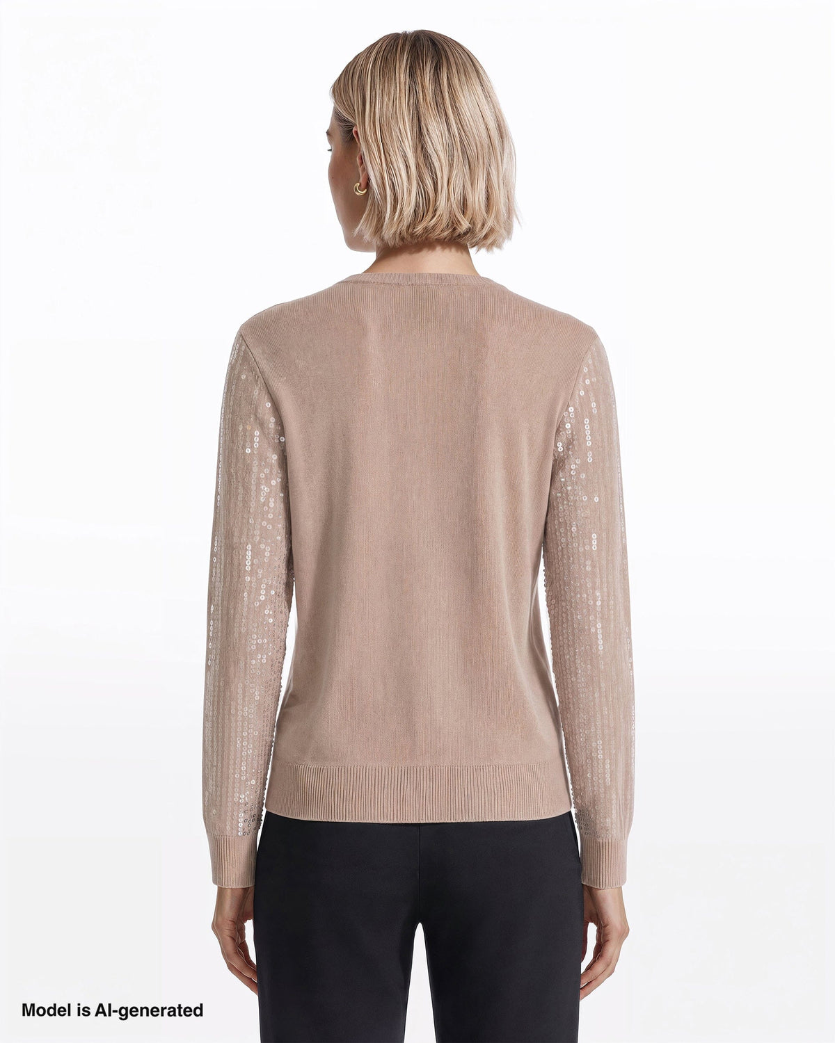 Anne Klein Crew Neck Cardigan with Sequins