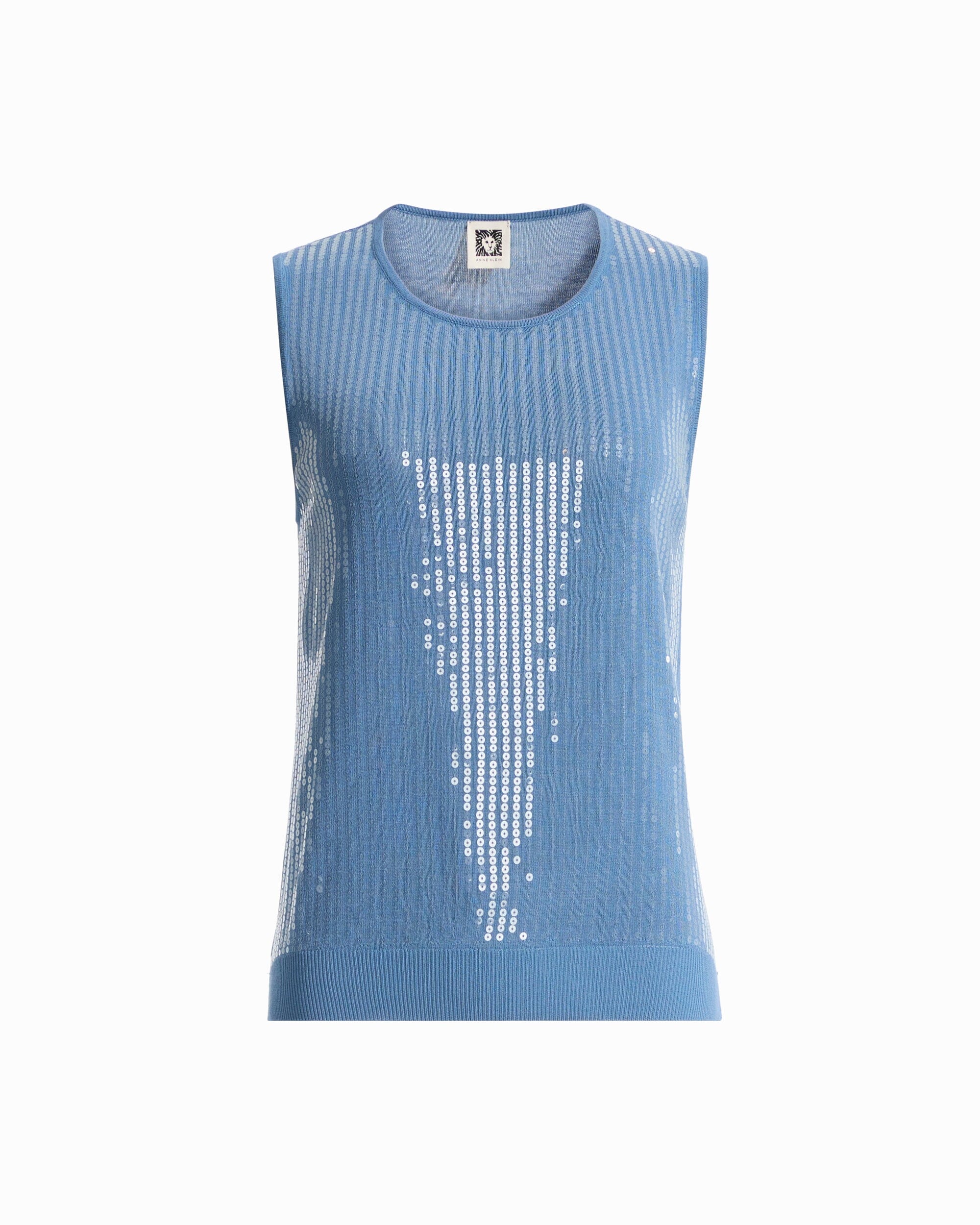 Plus Size High Crew Neck Sleeveless Sweater With Clear Sequins Apparel & Accessories Kasper