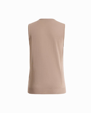 Plus Size High Crew Neck Sleeveless Sweater With Clear Sequins