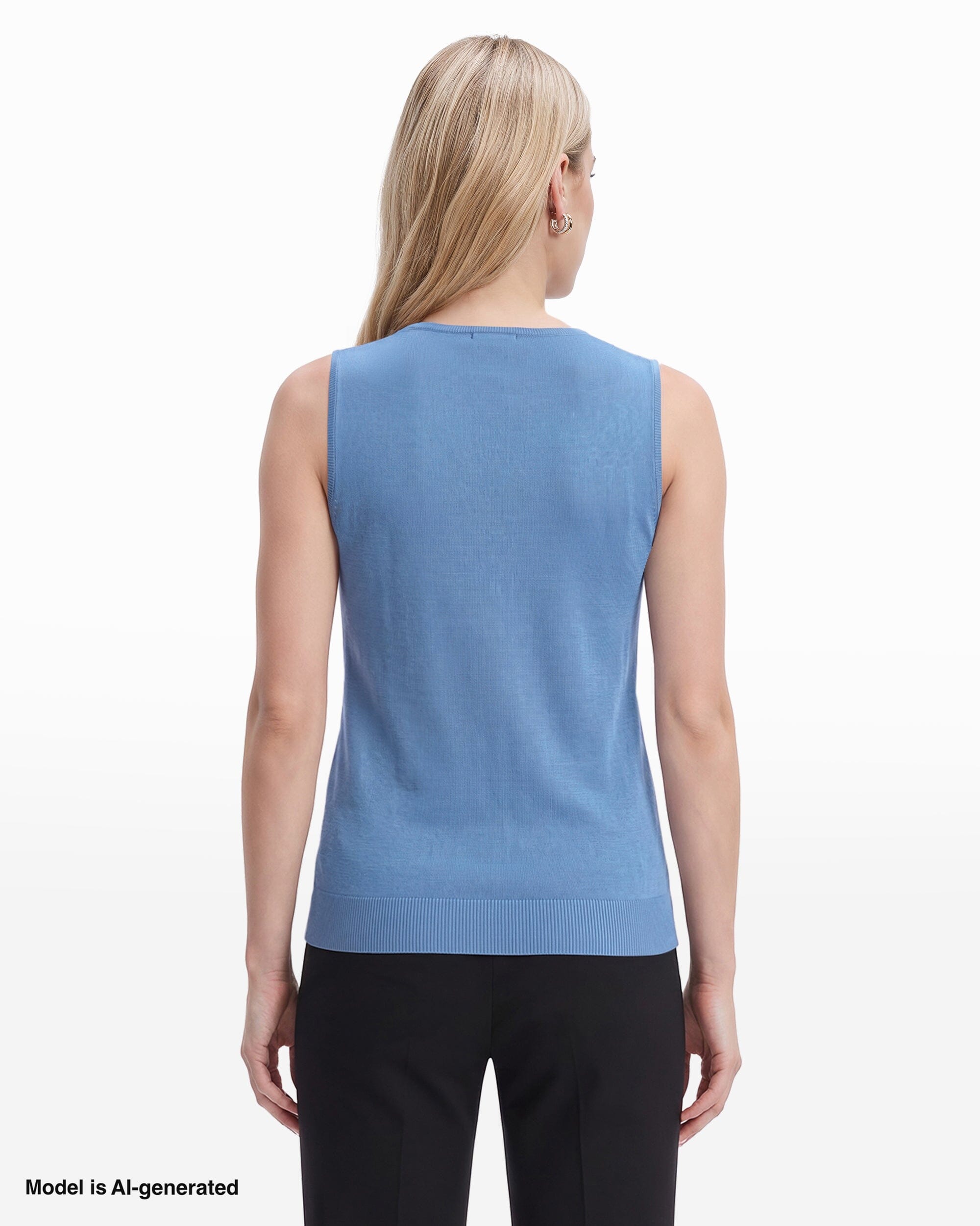 Anne Klein High Crew Neck Sleeveless Sweater With Clear Sequins