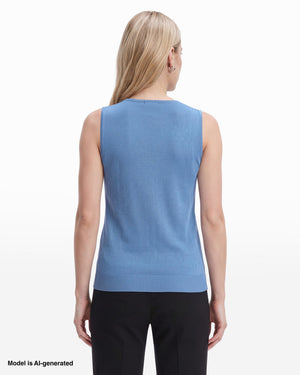Anne Klein High Crew Neck Sleeveless Sweater With Clear Sequins