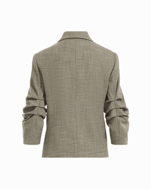 Scrunch Sleeve One-Button Jacket with Flap Pockets Apparel & Accessories Kasper