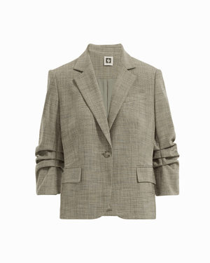 Scrunch Sleeve One-Button Jacket with Flap Pockets Apparel & Accessories Kasper