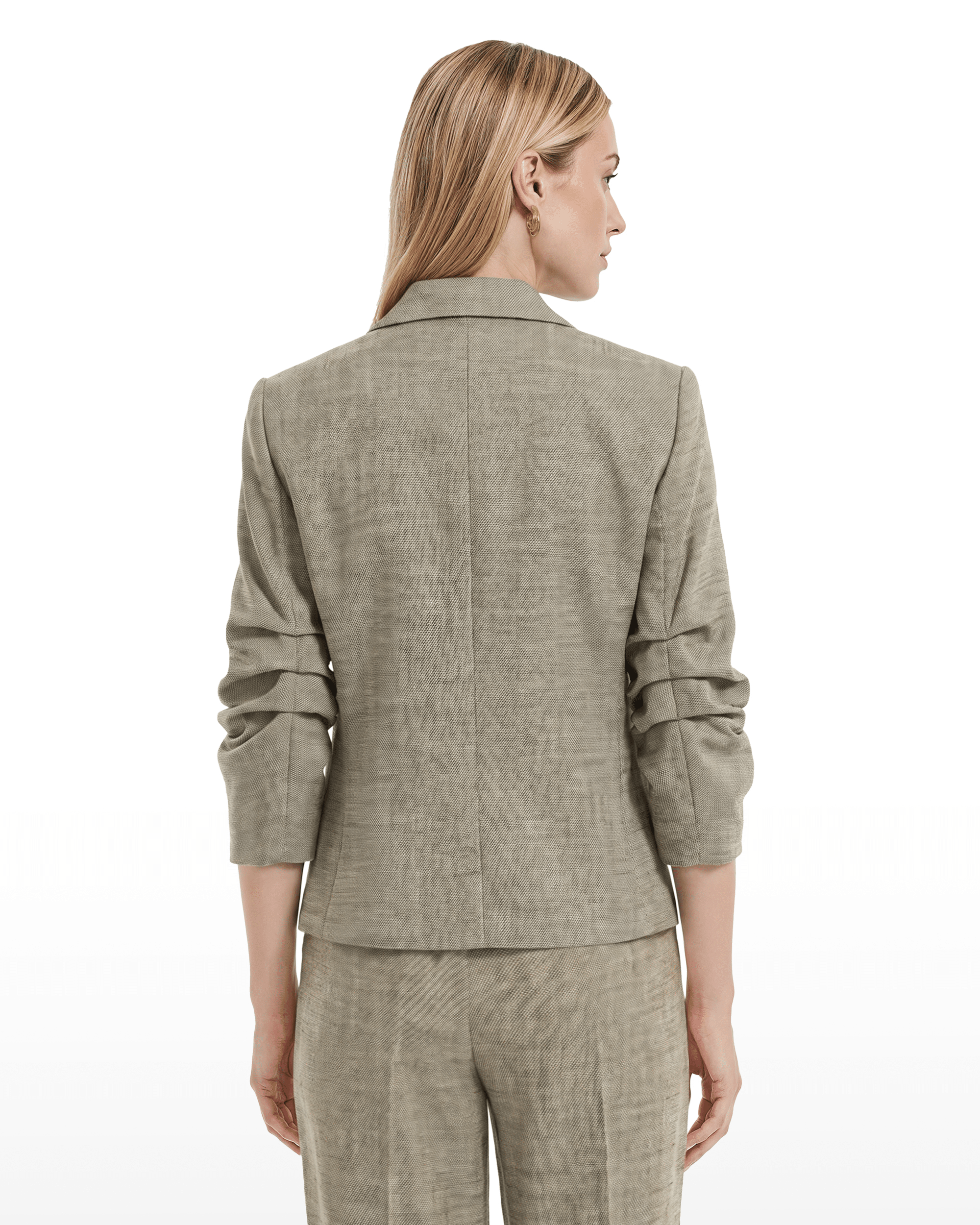 Scrunch Sleeve One-Button Jacket with Flap Pockets Apparel & Accessories Kasper
