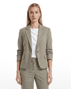 Scrunch Sleeve One-Button Jacket with Flap Pockets Apparel & Accessories Kasper