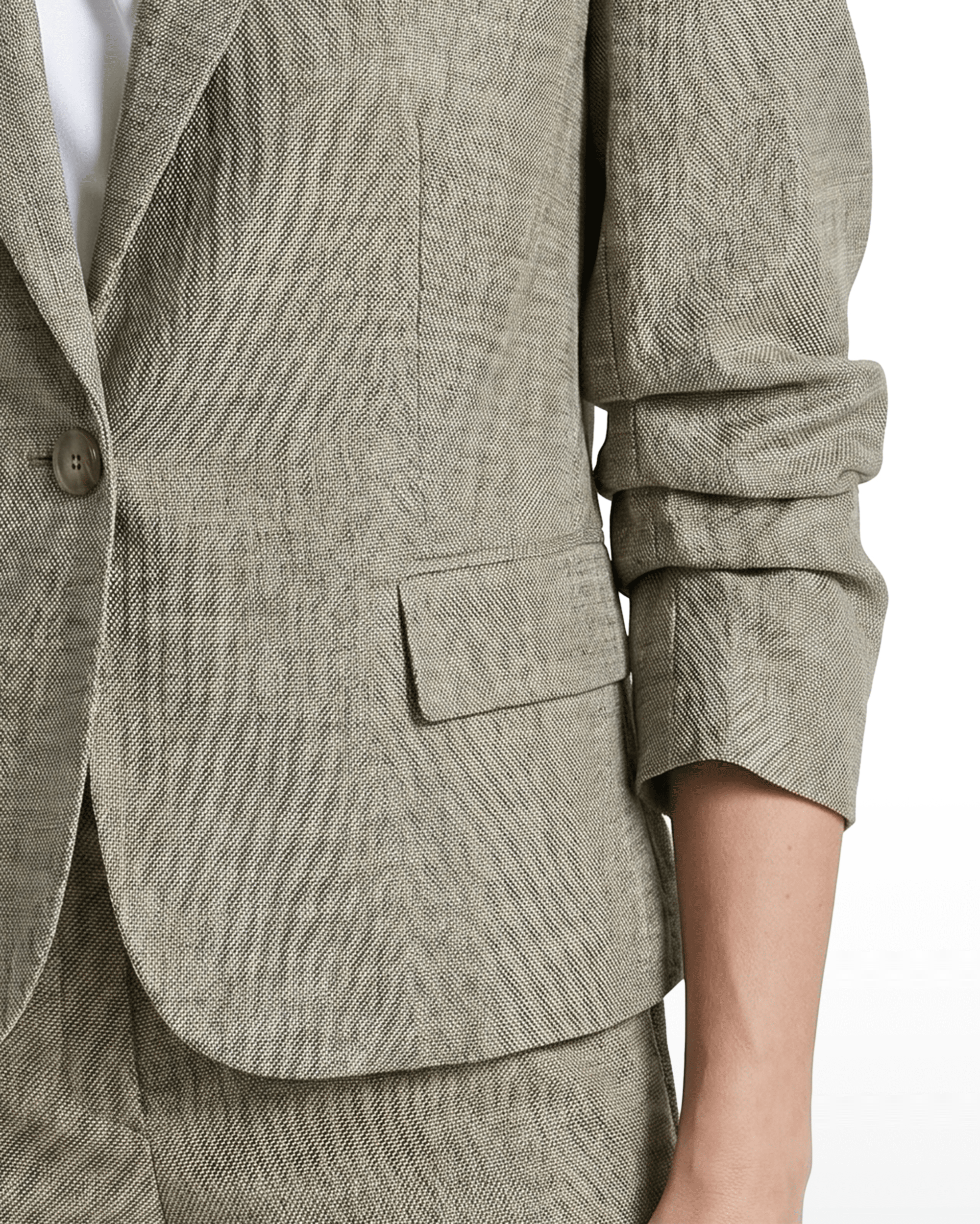 Scrunch Sleeve One-Button Jacket with Flap Pockets Apparel & Accessories Kasper