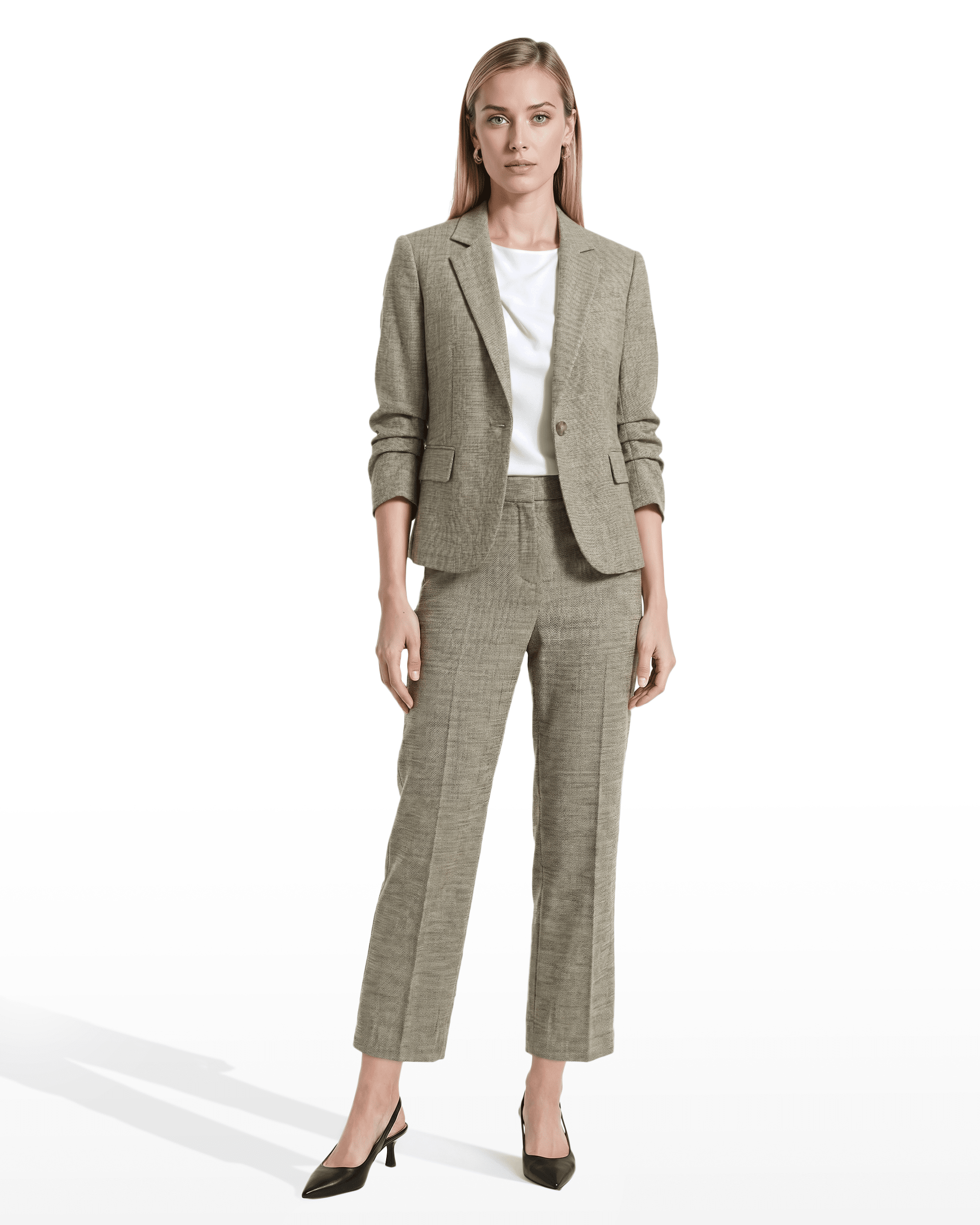 Scrunch Sleeve One-Button Jacket with Flap Pockets Apparel & Accessories Kasper