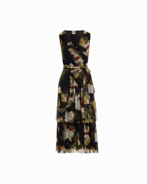 Surplice Tiered Midi Dress Apparel & Accessories Kasper