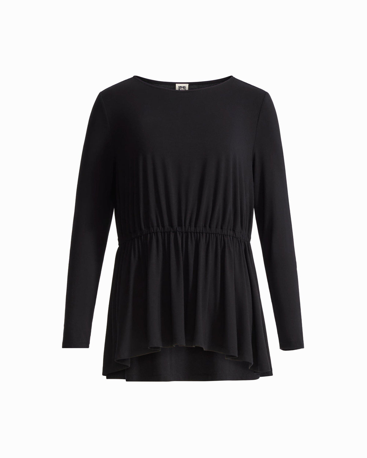 Anne Klein ANNE BLACK Long Sleeve Boat Neck Elasticated Waist Knit Top
