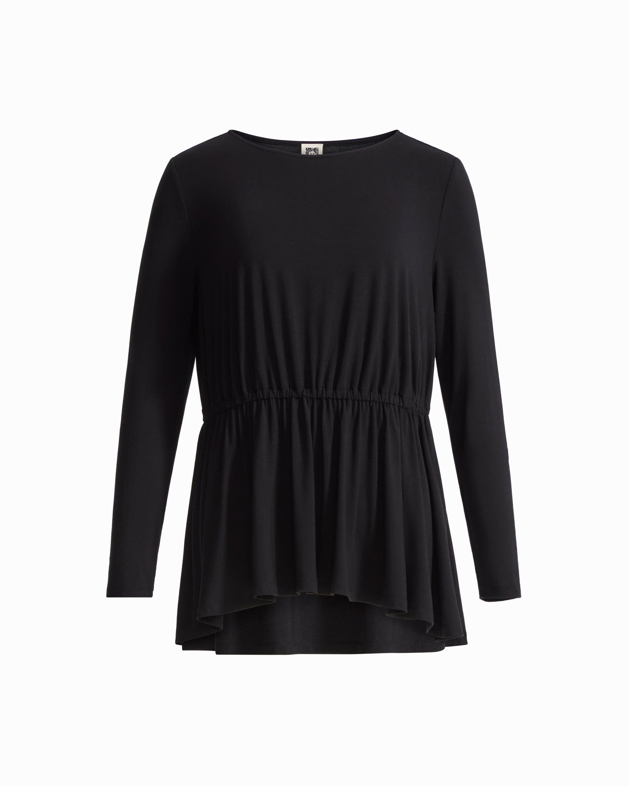 Anne Klein ANNE BLACK Long Sleeve Boat Neck Elasticated Waist Knit Top