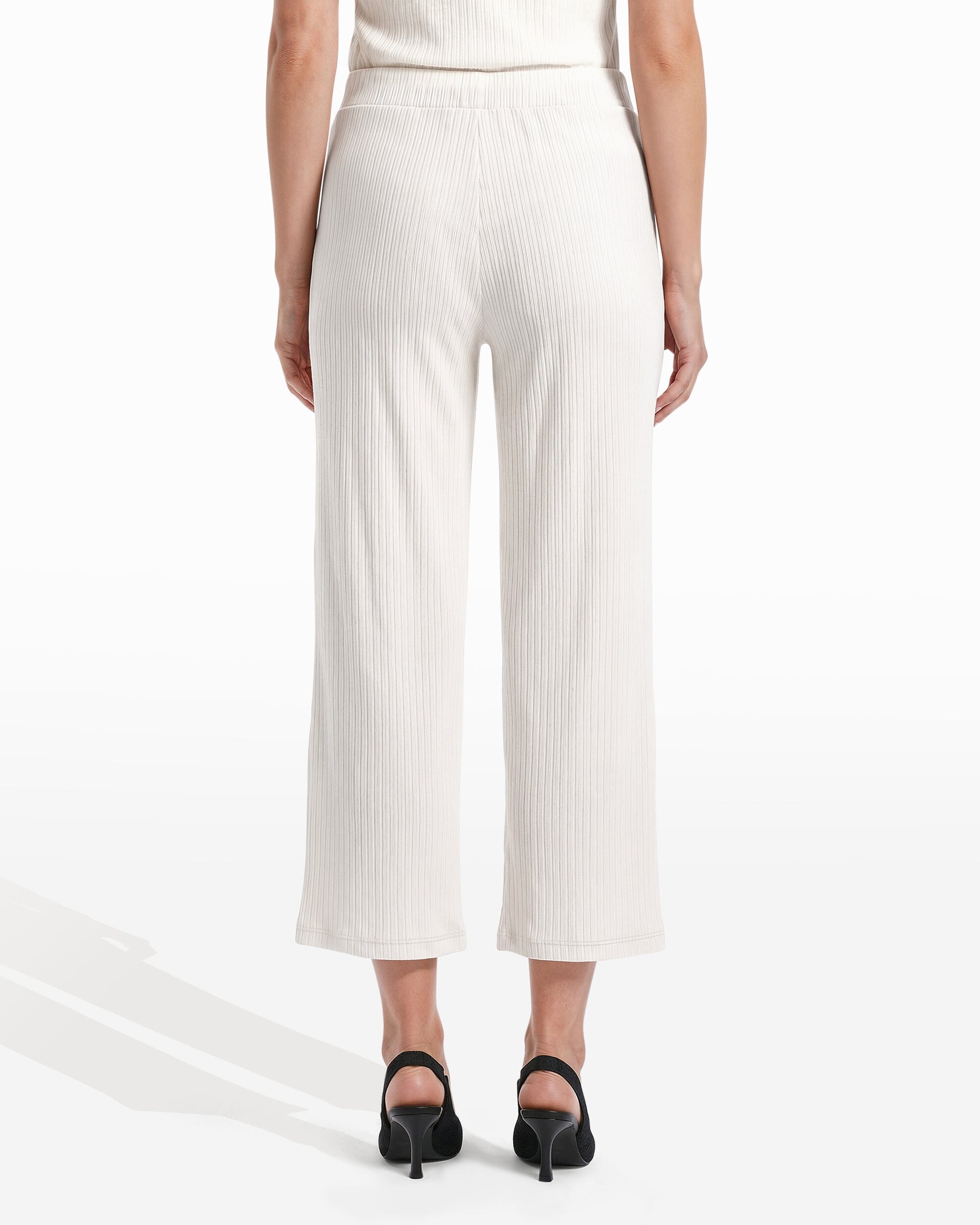 Anne Klein Wide Leg Crop Pull-On Pants with Wide Waistband