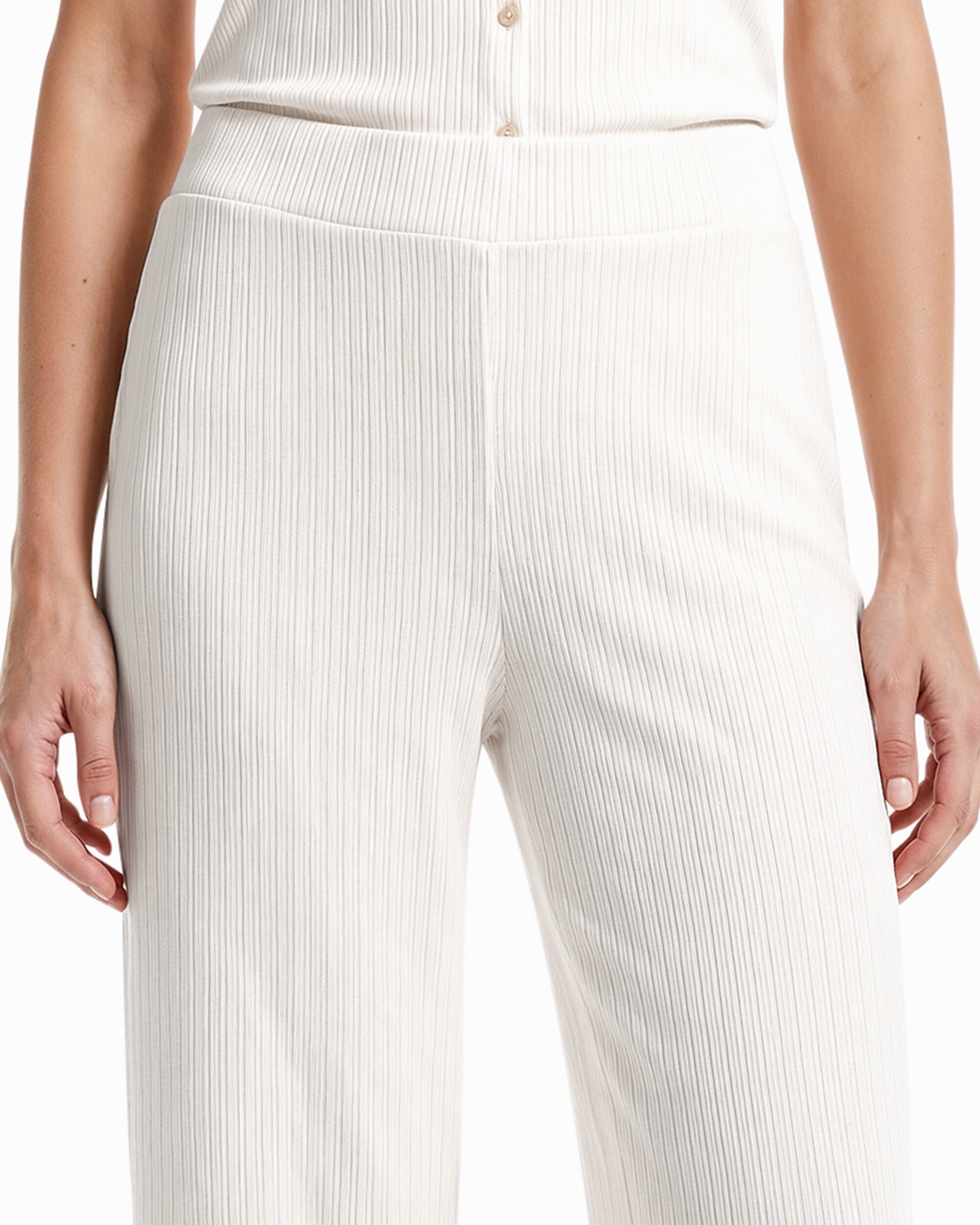 Anne Klein Wide Leg Crop Pull-On Pants with Wide Waistband