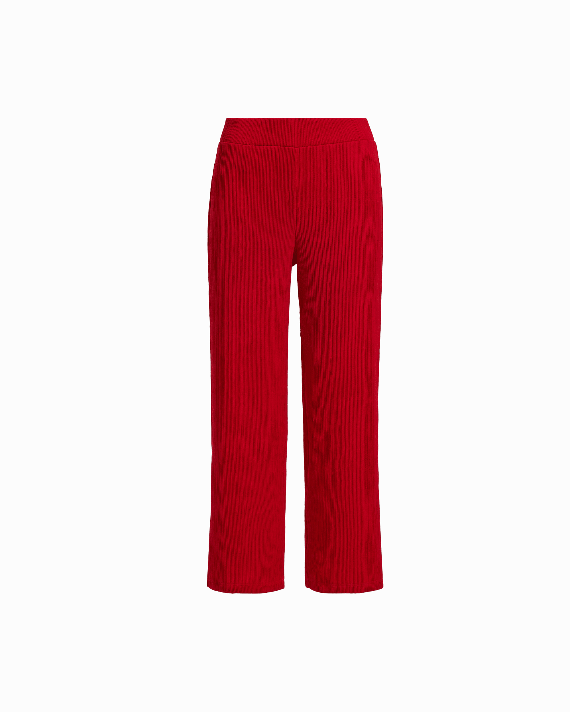 Anne Klein BEGONIA RED Wide Leg Crop Pull-On Pants with Wide Waistband