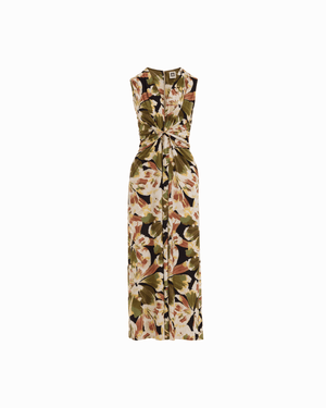 Anne Klein ANNE BLACK MULTI Petite Twist Front Maxi Dress