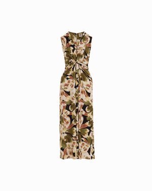 Anne Klein ANNE BLACK MULTI Twist Front V-Neck Sleeveless Maxi Dress