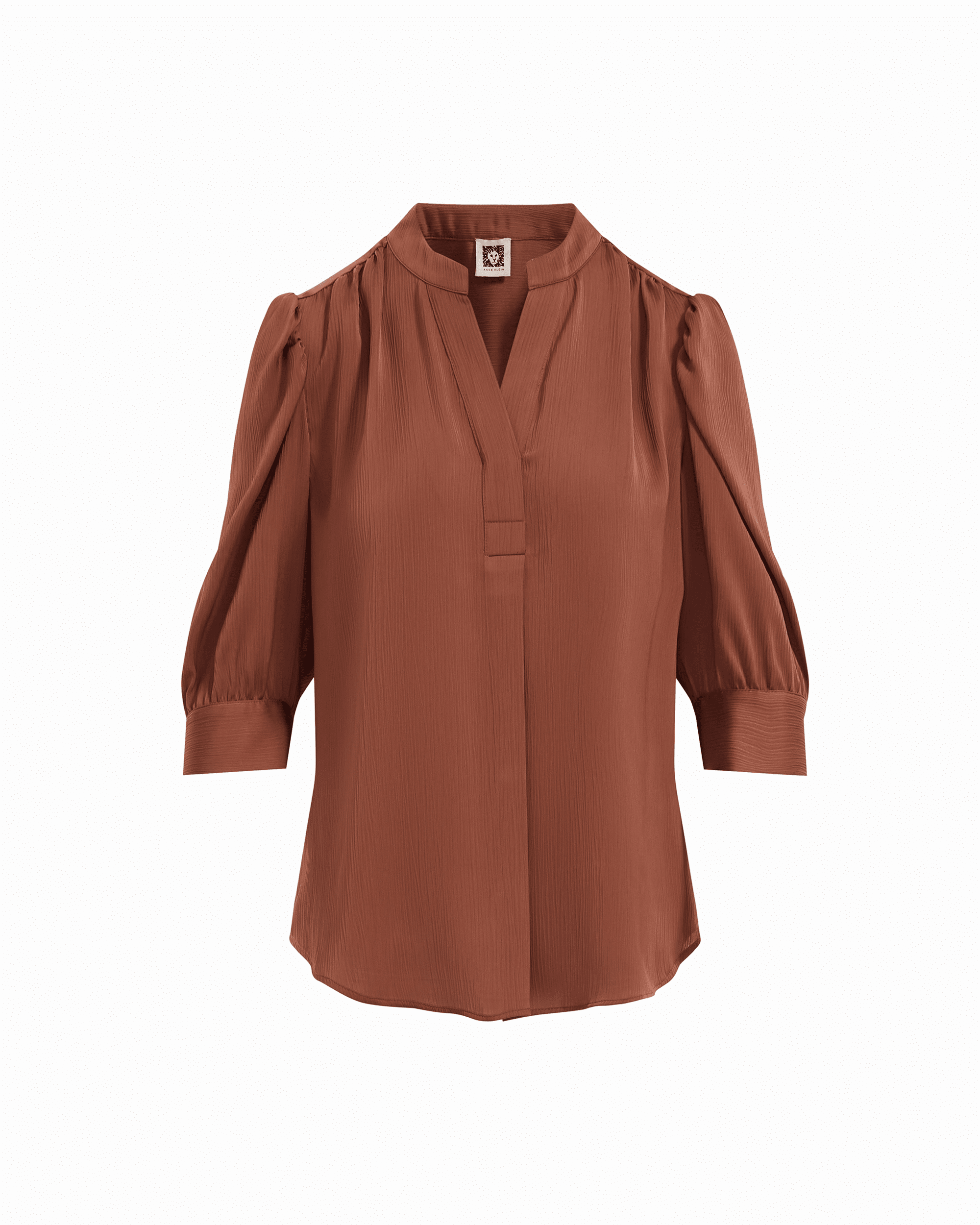 Y-Neck Woven Top with Short Puff Sleeves Apparel & Accessories Kasper