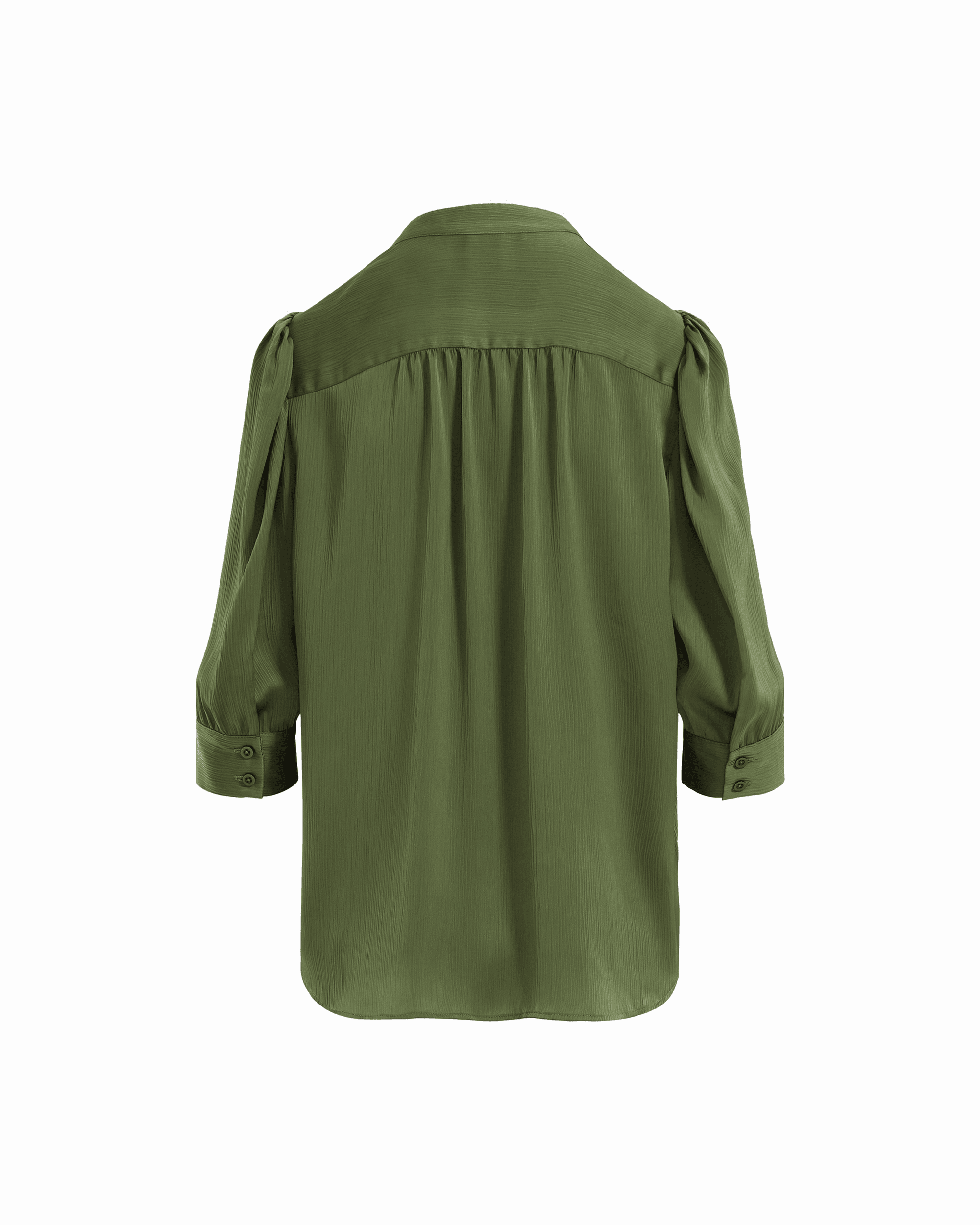 Y-Neck Woven Top with Short Puff Sleeves Apparel & Accessories Kasper