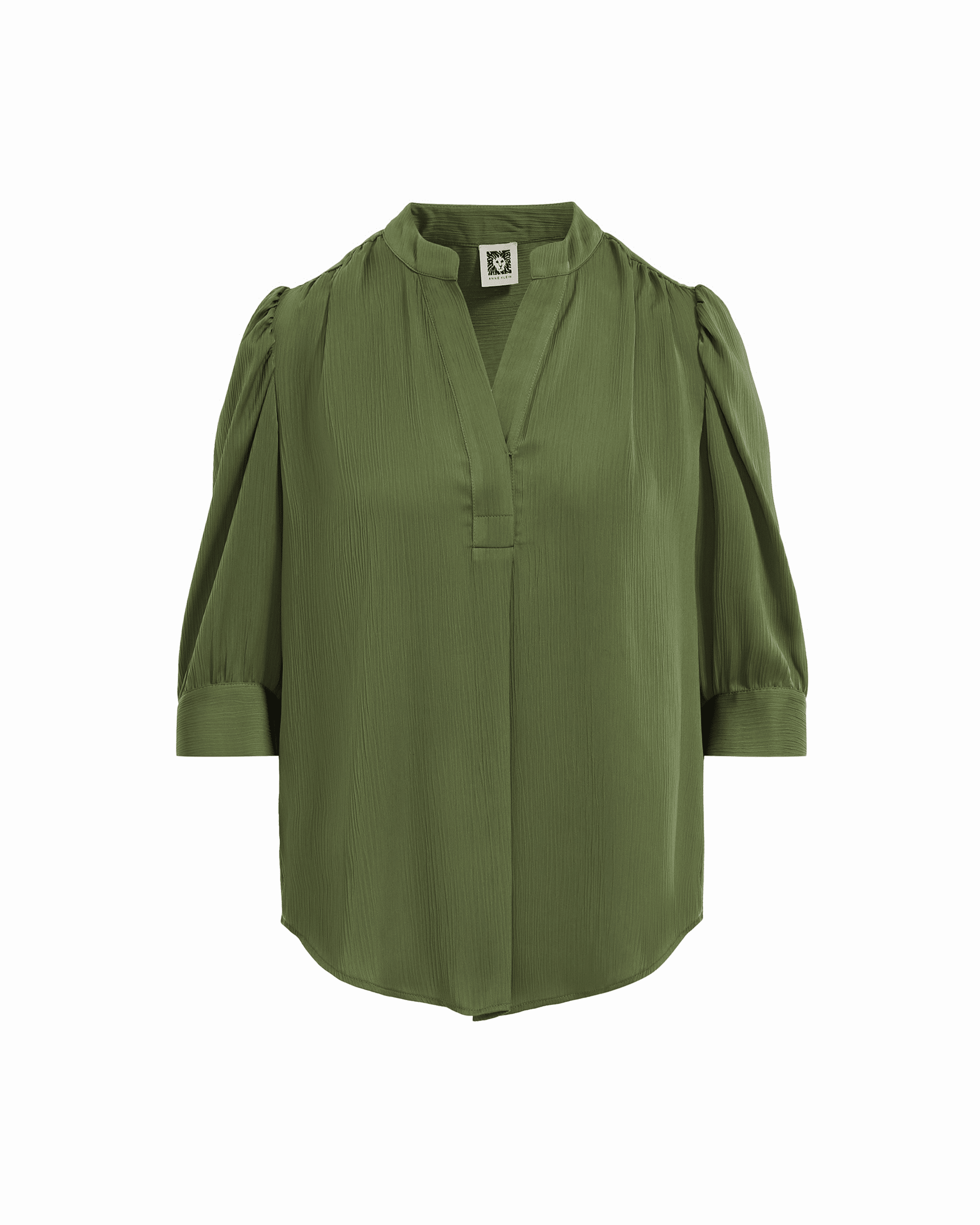 Y-Neck Woven Top with Short Puff Sleeves Apparel & Accessories Kasper