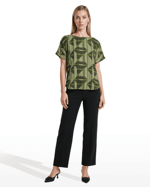 Short Sleeve Bateau Neck Woven Blouse Apparel & Accessories Kasper