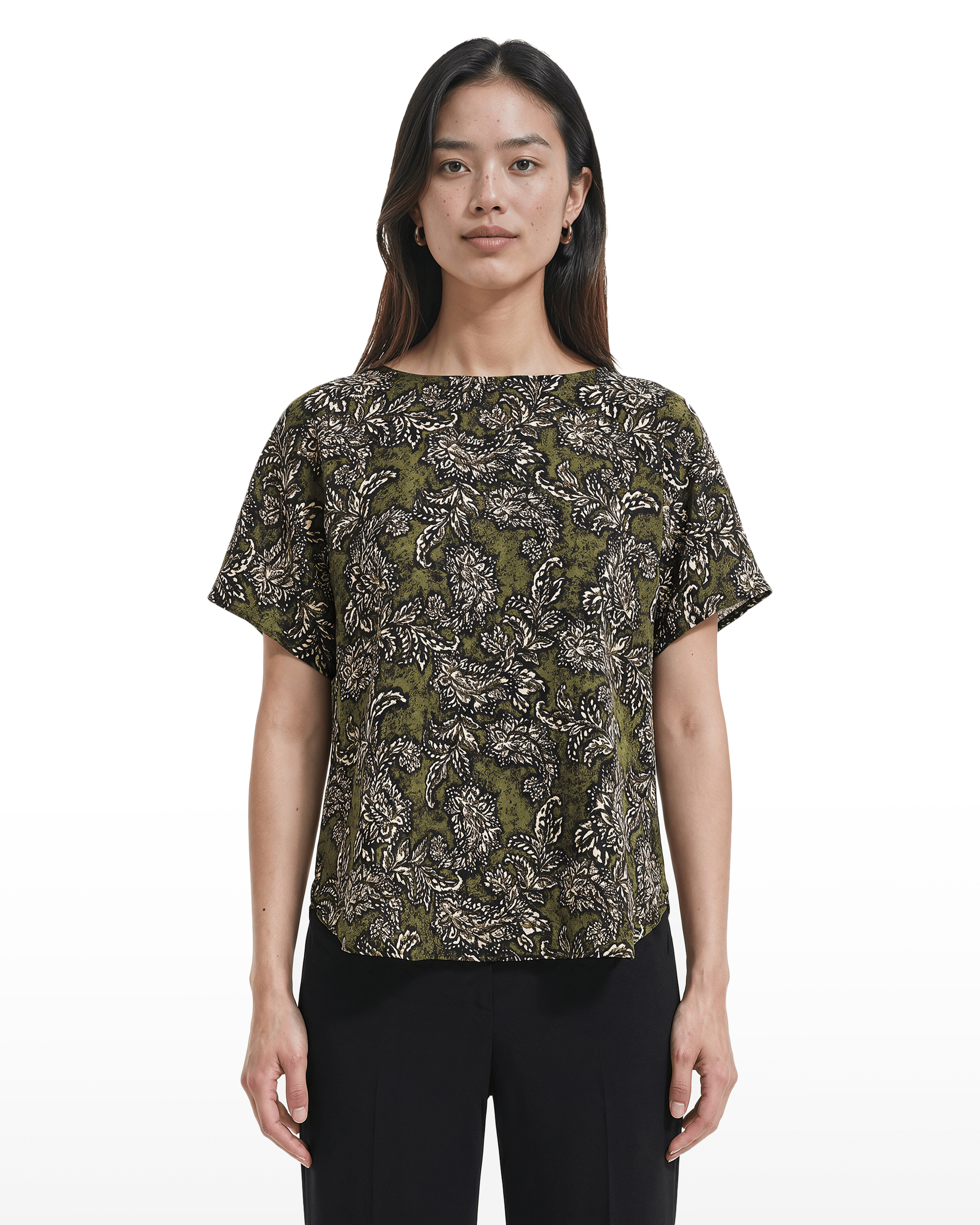 Short Sleeve Bateau Neck Woven Blouse Apparel & Accessories Kasper