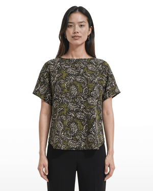 Short Sleeve Bateau Neck Woven Blouse Apparel & Accessories Kasper