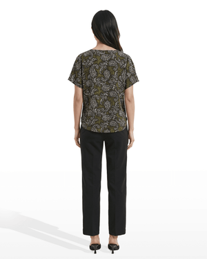 Short Sleeve Bateau Neck Woven Blouse Apparel & Accessories Kasper