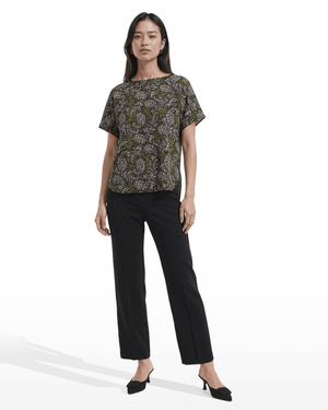 Short Sleeve Bateau Neck Woven Blouse Apparel & Accessories Kasper