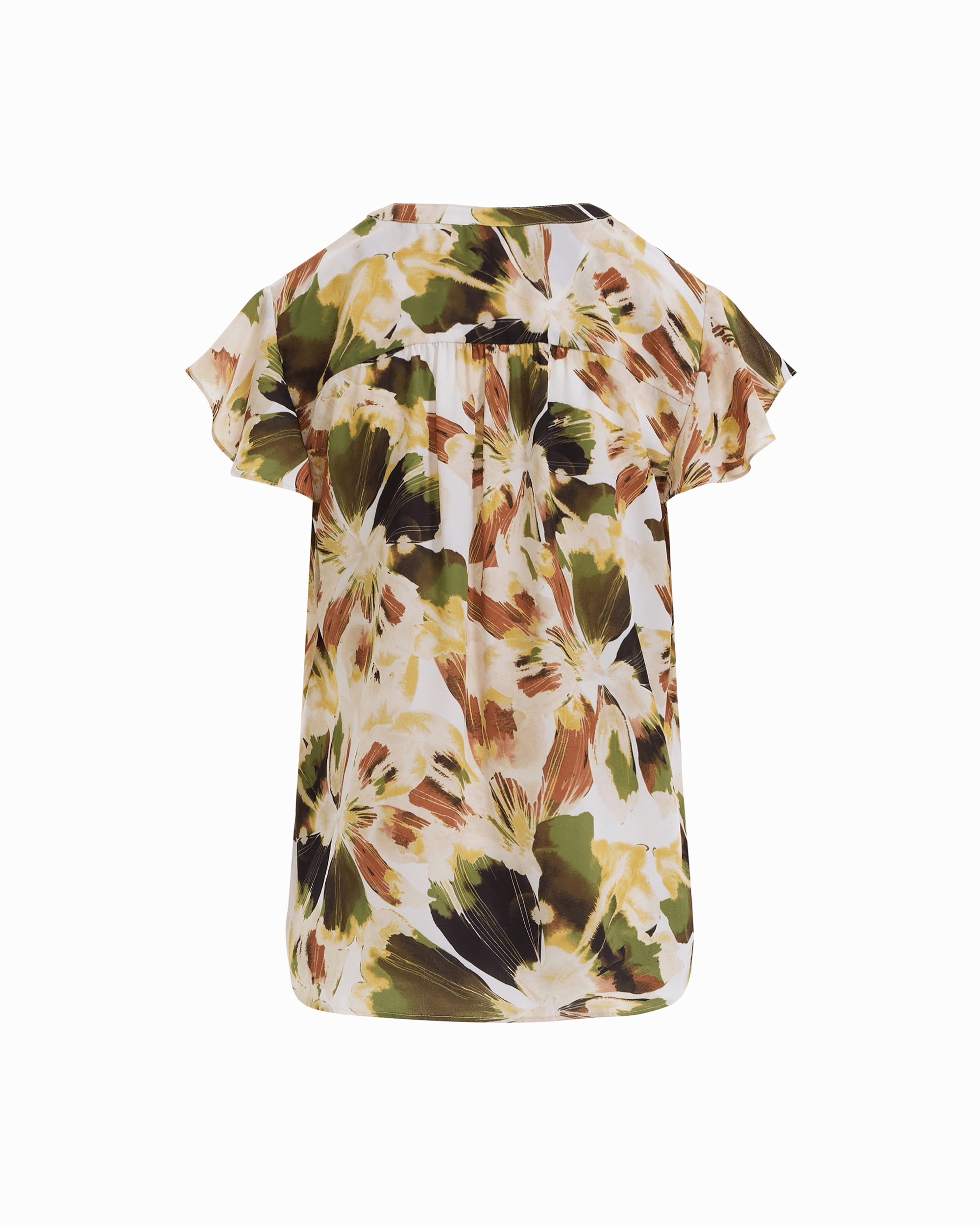 Flutter Sleeve Y-Neck Button Front Blouse Apparel & Accessories Kasper