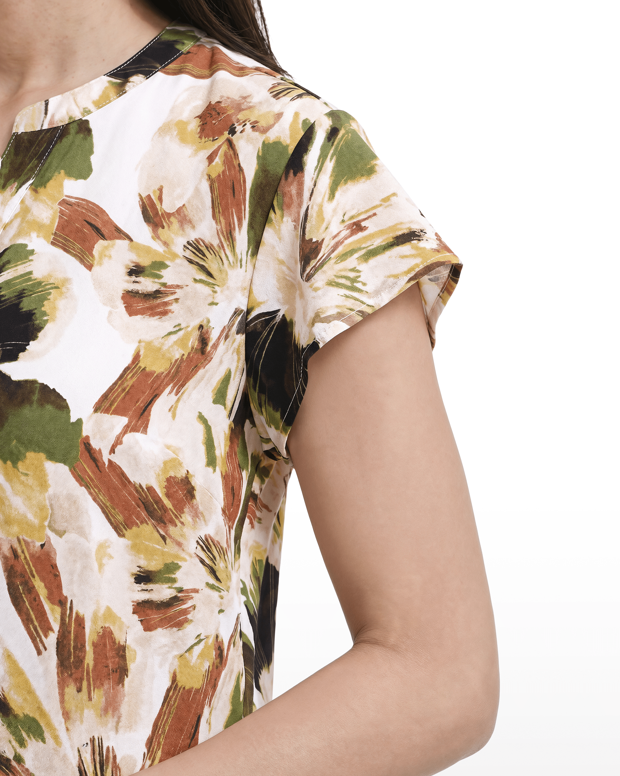 Flutter Sleeve Y-Neck Button Front Blouse Apparel & Accessories Kasper