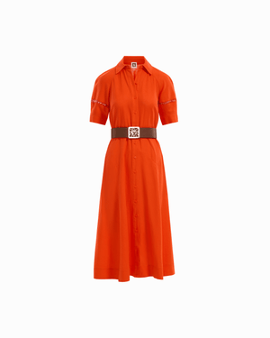 Anne Klein CARROT Short Sleeve Collared Shirt Dress With Trim