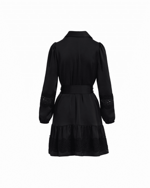 Anne Klein Tiered Collared Long Sleeve Button-Front Shirt Dress