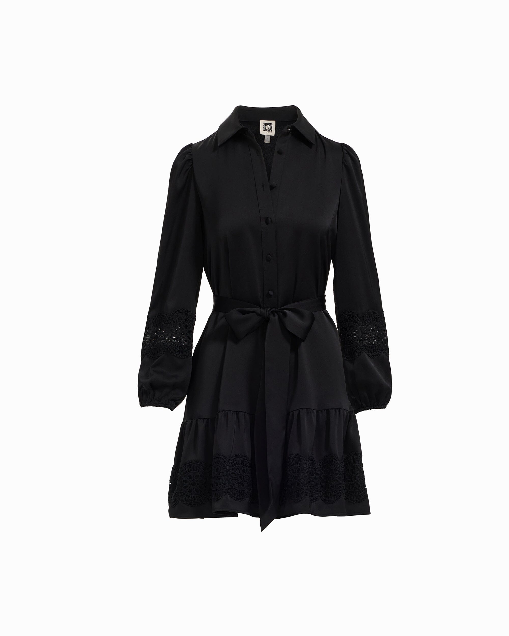 Anne Klein Women's Tiered Belted Shirtdress - Anne Black